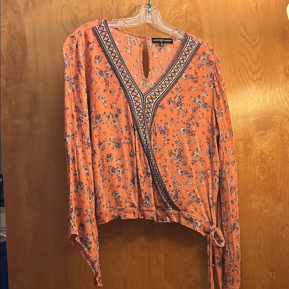 Anthropologie Coral Floral Blouse